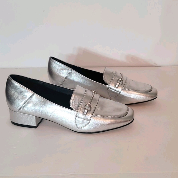 STEVE MADDEN Silver Leather Horsebit Timbir Slip O - Picture 4 of 10